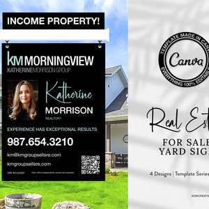 Real Estate | 4 Designs | For Sale Yard Sign | Canva Template | 24" x 18" | Digital Download | 5 Sign Riders | Clean Modern Design