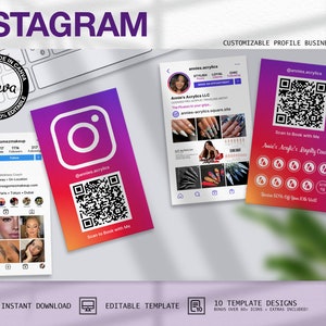 Instagram | Schick | Visitenkarte | QR-Code | Canva Template | Friseur | Lash Tech | Nail Tech | Maskenbildner | Social Media |