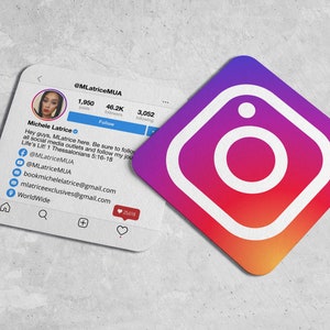 Instagram Social Media Business Cards | Mini Square Business Cards | Calling Card | Printing | 2.5" x 2.5" | FREE US Continental Shipping