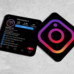 Instagram Dark Mode Business Card | Mini Square Calling Card | Canva Template | Instant Download | Modern Social Media Card | 2.5x2.5&quot;