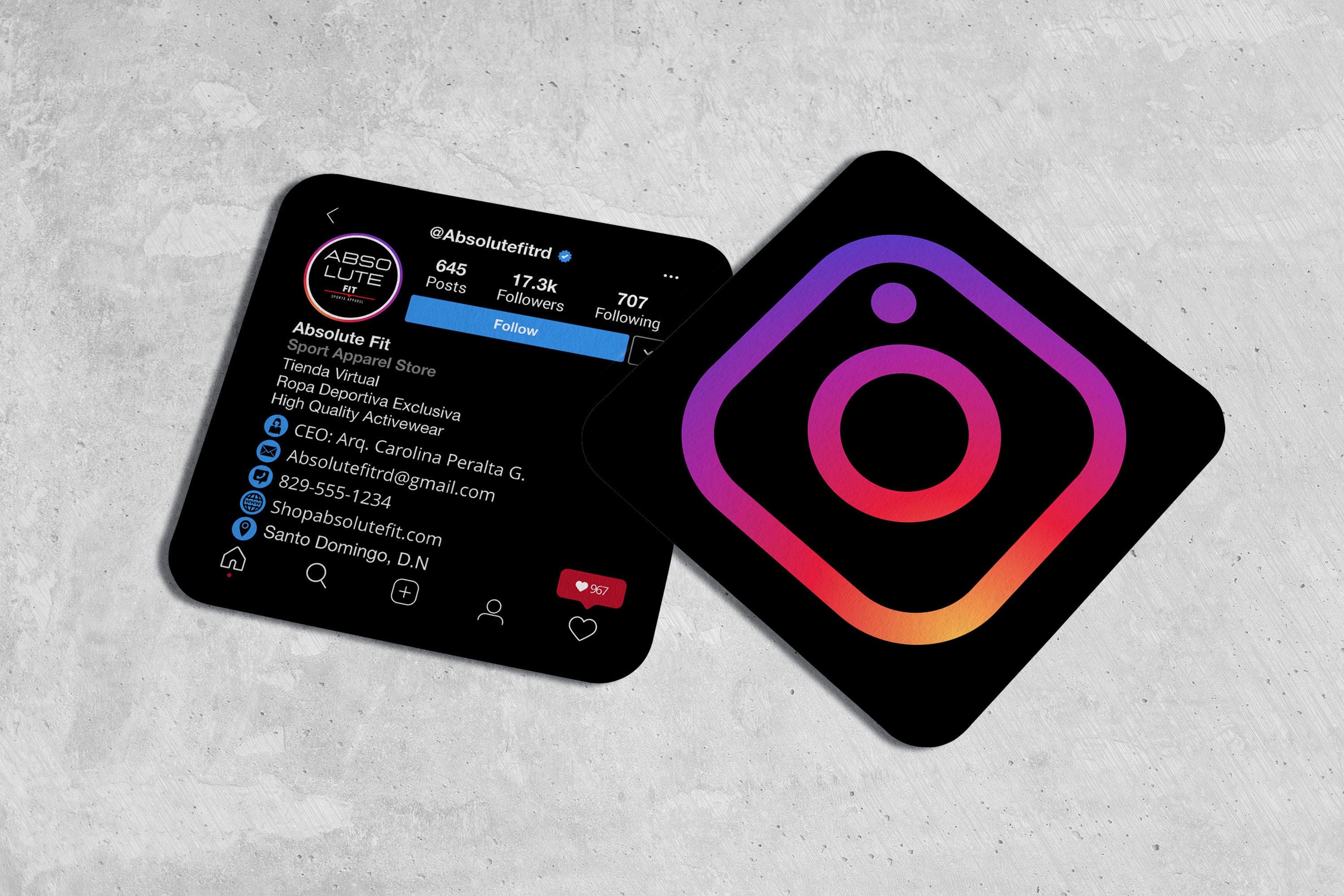 Dark Mode Instagram Business Card: Mini Square Social Media Card
