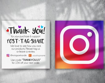 Thank You For Your Order Shipping Insert | Discount Card | Instagram | Poshmark | Mercari | Small Business | FREE US Continental Shipping