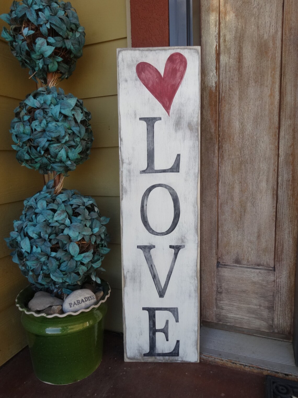 Love Sign. 10x40 Hand Painted Wood Sign/ Heart Wall Decor/ Etsy