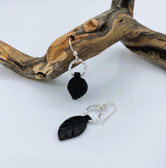 Black horn earrings best sale