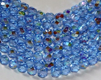 Firepolished Bead 6mm - AB Light Sapphire