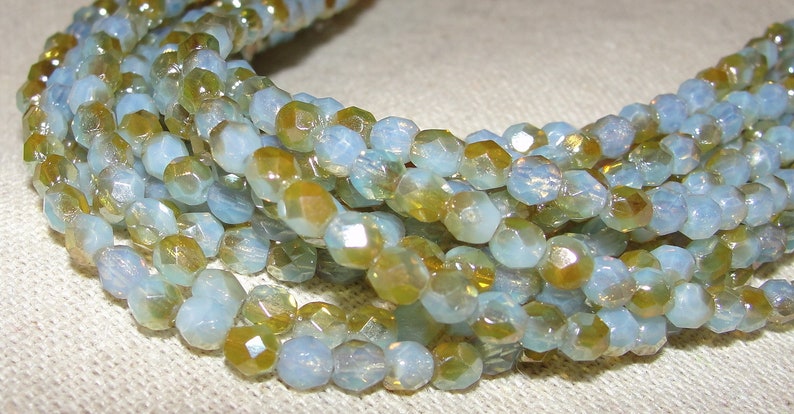 Milky Aquamarine Celsian Firepolished Bead 4mm