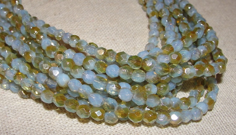 Milky Aquamarine Celsian Firepolished Bead 4mm