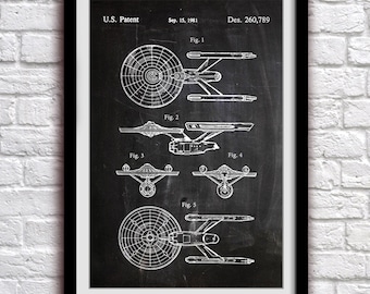 Da Vinci Style Sketch Printable Wall Art **Instant Download** USS Starship Enterprise