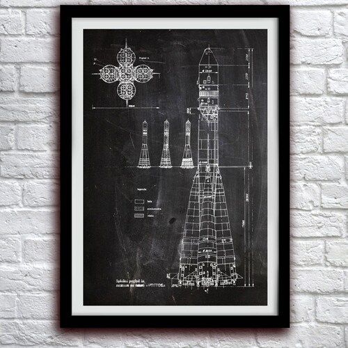 Soviet Rocket Space Decor Patent Print Poster Wall Decor Etsy
