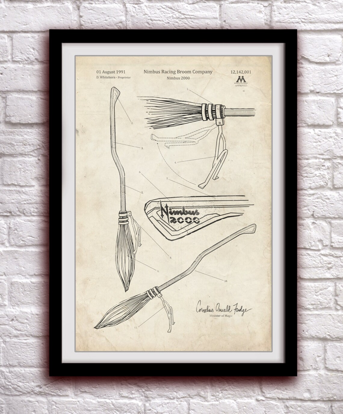 Harry Potter Nimbus 2000 Geek Decor Patent Print Poster | Etsy