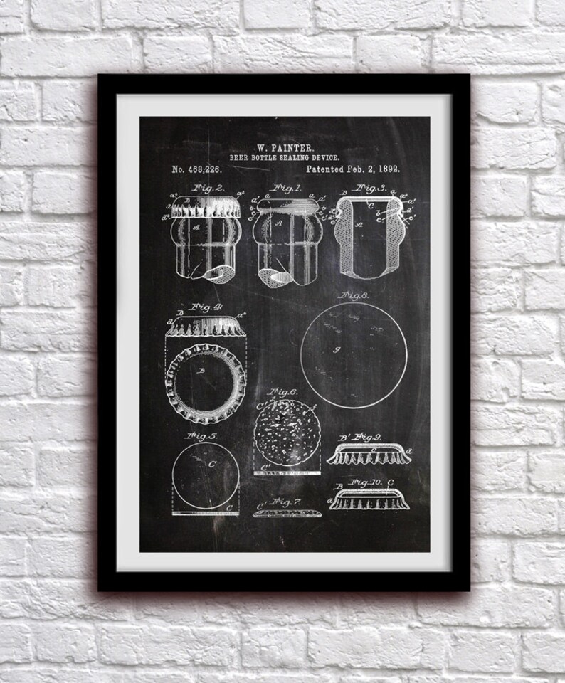 Beer Bottle Sealer 1892 Brewing Equipment Patent Print Etsy