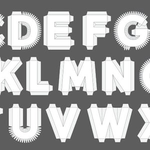 COMPLETE-SET (ALPHABET:A-Z) - Plantillas de letras digitales 3D de 18'' (PDF vectoriales escalables)