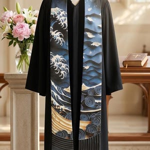 Great Waves Papercraft water Baptism Stole - Clergy Vestment