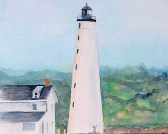 New London Harbor Lighthouse hand signed frameable print