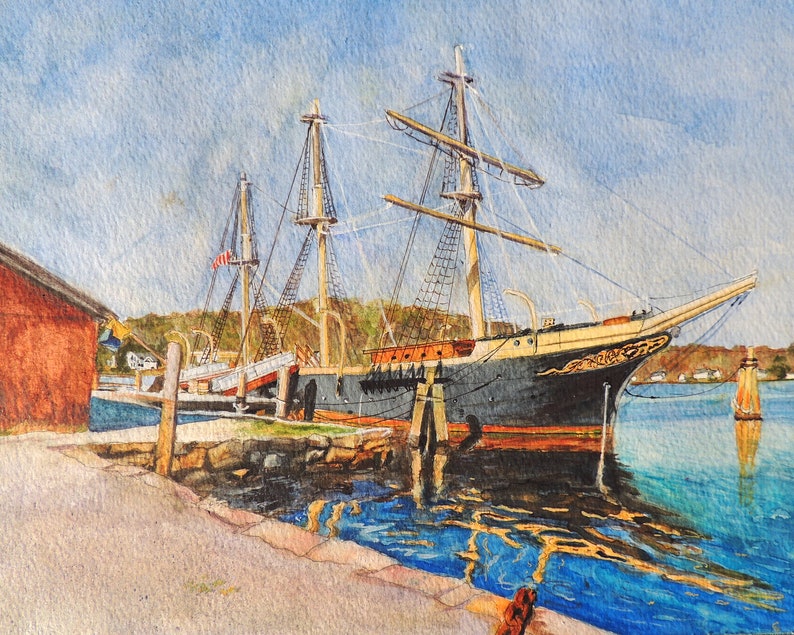 Mystic Seaport Print Mystic CT art Mystic Seaport art Etsy