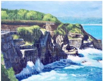 Cliff Walk 40 Steps Newport Rhode Island coastal art hand signed frameable print