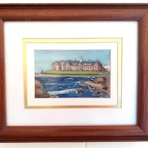 Naval War College Framed 5x7 watercolor study painting for larger painting, triple matted and framed in an 8x10 wood frame