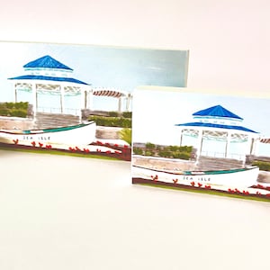 Sea Isle City NJ Lifeguard Boat & Gazebo Wood Block Print