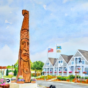 Bethany Beach Delaware hand signed frameable print Chief Little Owl Totem Pole