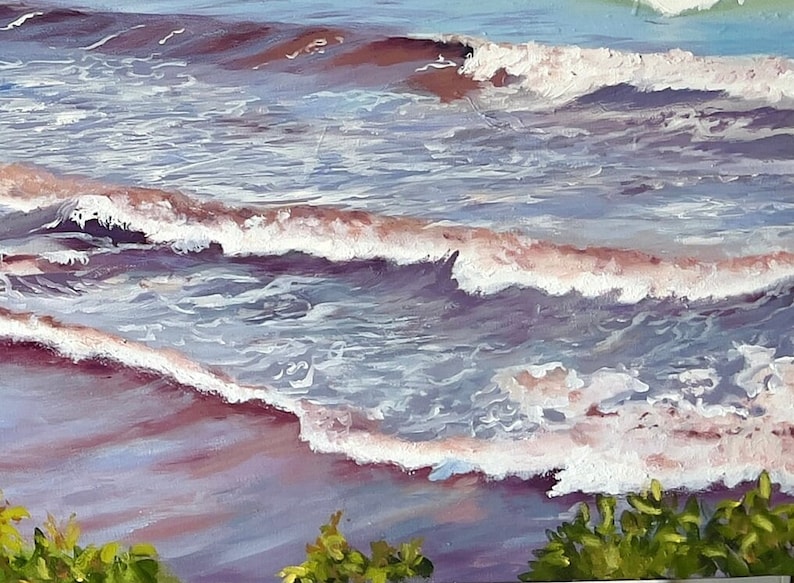Detail of water with maroons and white cap waves