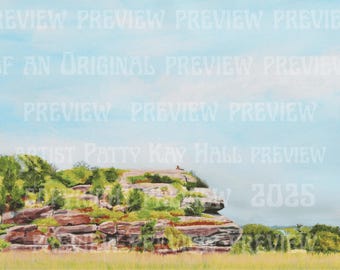 Hanging Rock, Middletown RI print: Norman Bird Sanctuary Second Beach of an original watercolor