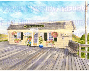 Fishin’ Pier Grille hand signed frameable print Avalon New Jersey restaurant on the pier