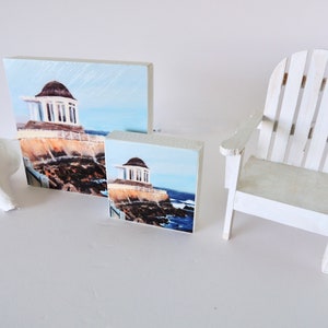 Gazebo a Ochre Point su Cliff Walk Newport Rhode Island miniatura stampa montata su blocco di legno bianco