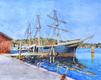 Joseph Conrad Training Ship hand signed frameable print Mystic Seaport, Connecticut