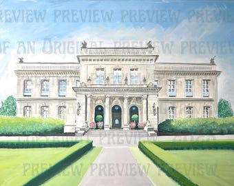 The Elms Newport Mansion unframed Original Painting (12.5 x 18 inches)