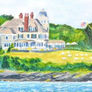 Castle Hill Inn Newport RI hand signed frameable print of mansion overlooking Narragansett Bay in Version #2