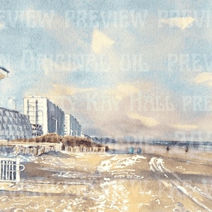 Sea Isle City hand signed frameable print of New Jersey beach with Gazebo & Spinnakers print of 42nd Street Beach