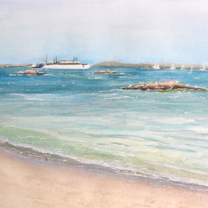 Waterford Beach print of an original plein air watercolor painting