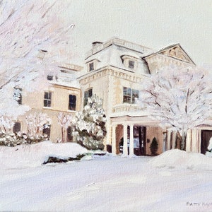 The Chanler in the Snow hand signed frameable print Newport Rhode Island Cliff Walk mansion
