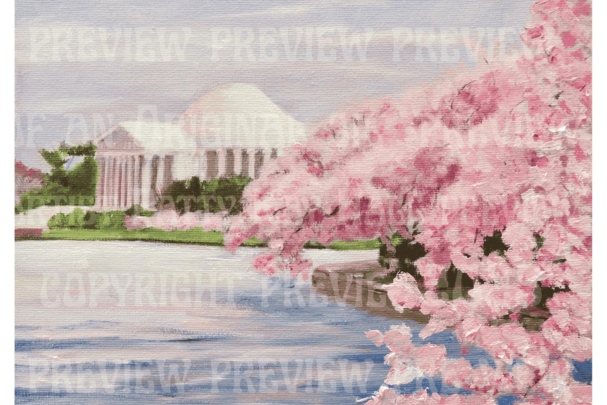 Jefferson Memorial Cherry Blossom Print: Washington DC Tidal Basin Art