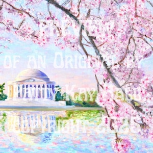 Jefferson Memorial Cherry Blossoms hand signed print