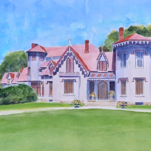 Stampa della Kingscote Mansion, dimora dell'età dell'oro di Newport, Rhode Island