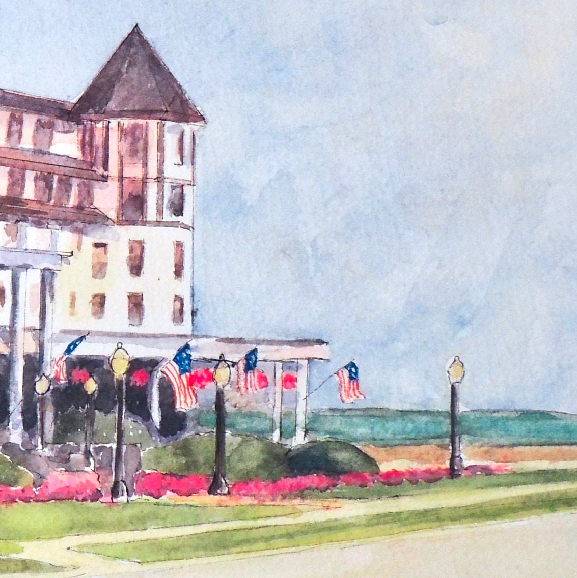 The Historic Warren Hotel Print in Spring Lake New Jersey Hand