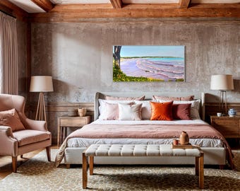 Newport Rhode Island Seascape, Framed original oil painting (24x48) wall art