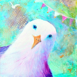 Betty the Whimsical, Colorful Seagull print of an original acrylic painting