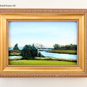 Harkness Memorial Park 4x6 plein air oil painting framed view of wildlife preserve