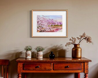 Washington DC print Cherry Blossoms along the Tidal Basin hand signed