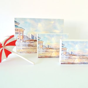 Sea Isle City NJ Beach Print on White Wood Block, Sea Isle City Spinnakers, Sea Isle Gazebo, Print on wooden block, Sea Isle City NJ