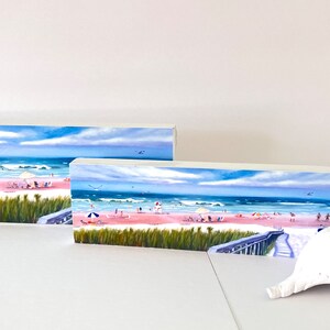 Stone Harbor Beach Print on White Wood Block: New Jersey Summer Memories