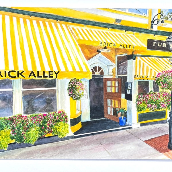 Brick Alley Pub on Thames Street in Newport Rhode Island hand signed frameable print