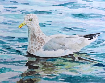 Seagull 11x14 original watercolor painting unframed