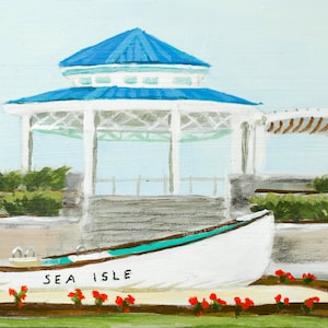 Sea Isle City NJ print Gazebo with Beach Patrol boat