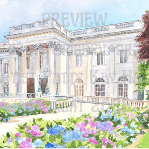 Marble House Mansion hand signed frameable print on Bellevue Avenue Newport Rhode Island
