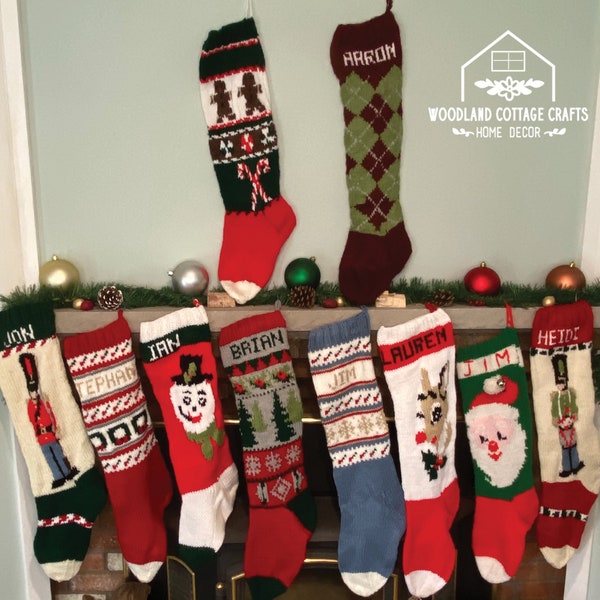 Handmade Christmas Stocking | Personalized Knit Stocking | Made to Order | Custom Santa Stocking | Christmas 2023 | Knit Socks | Free ship