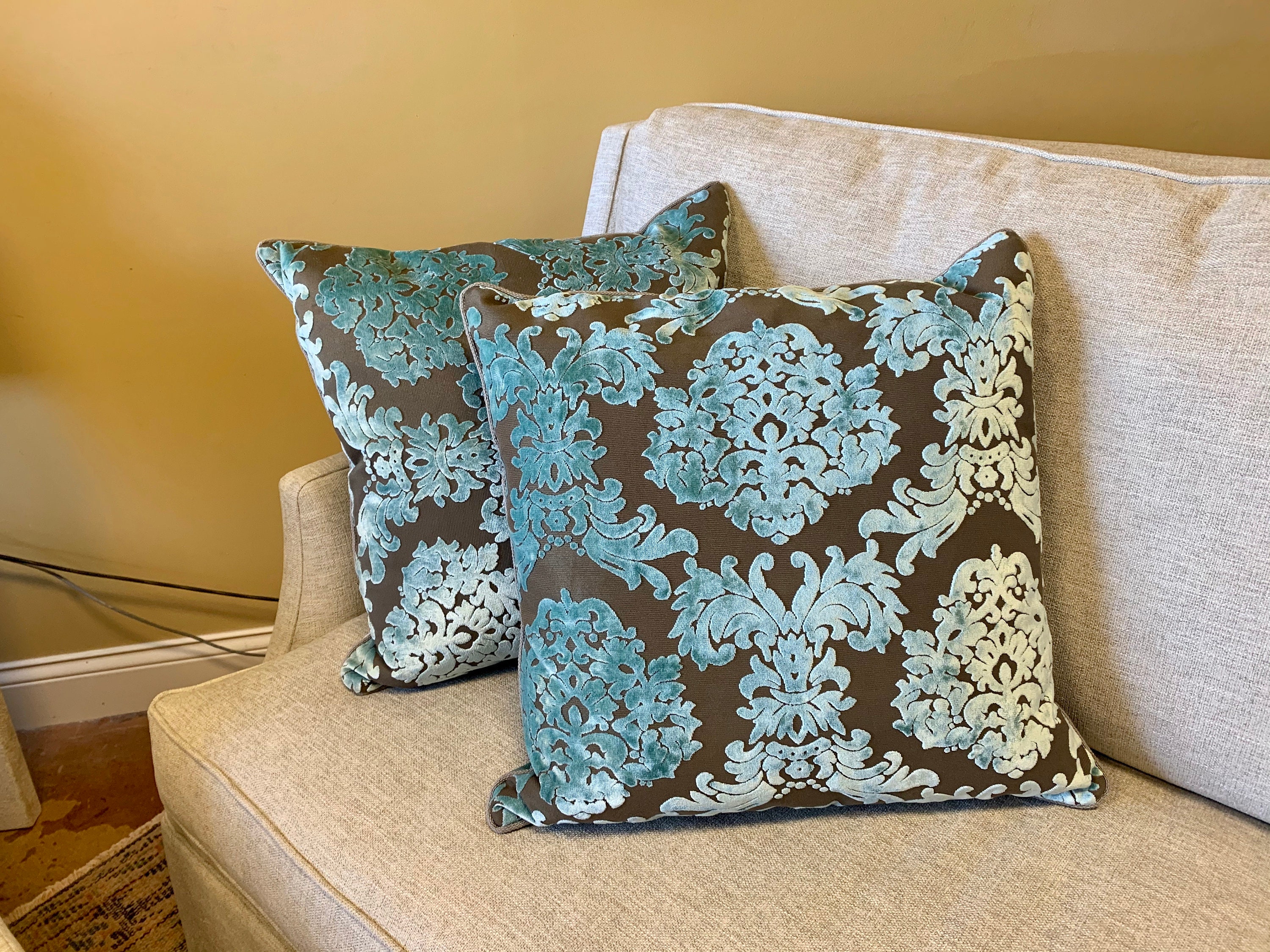 Raised Velvet Damask Custom Pillow Etsy