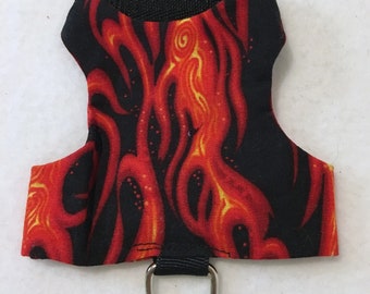 Flame Print Bearded Dragon Harness with Optional Leash & AirTag Pocket